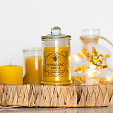 Sviečky - Sviečka zo 100% včelieho vosku v skle - Pomaranč&Mäta - 16335279_