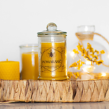 Svietidlá a sviečky - Sviečka zo 100% včelieho vosku v skle - Pomaranč - 16335260_