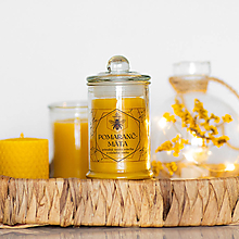 Svietidlá a sviečky - Sviečka zo 100% včelieho vosku v skle - Pomaranč&Mäta - 16335279_