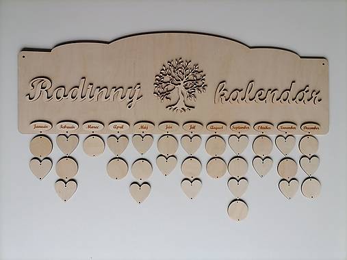 Dekorácie - Prírodný rodinný kalendár so stromom - 16338042_