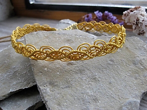 Náhrdelníky - Čipkovaný náhrdelník obojok choker (zlato žltý, č. 3861) - 16336677_