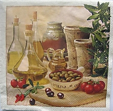 Papier - Servítka Zátišie s olivami a olejom 3ks - 16336610_