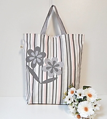 Nákupné tašky - Ekotaška - šedé kvety - 16336858_