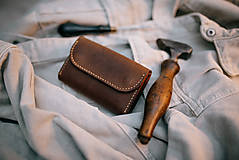 Peňaženky - Dámska kožená peňaženka (Oranžová + mosadz) - 16337429_