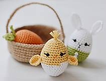 Dekorácie - Háčkovaný Veľkonočné 3 vajíčka a košík - 16335937_
