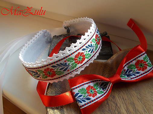 Ozdoby do vlasov - folklórna čelenka a motýlik - 16341998_