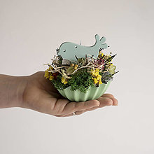 Dekorácie - Jarná bábovka z pastelových kvetov  (Zelená) - 16341677_