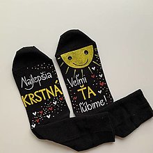 Ponožky, pančuchy, obuv - Maľované ponožky pre najlepšiu /výnimočnú KRSTNÚ (Čierne) - 16339886_