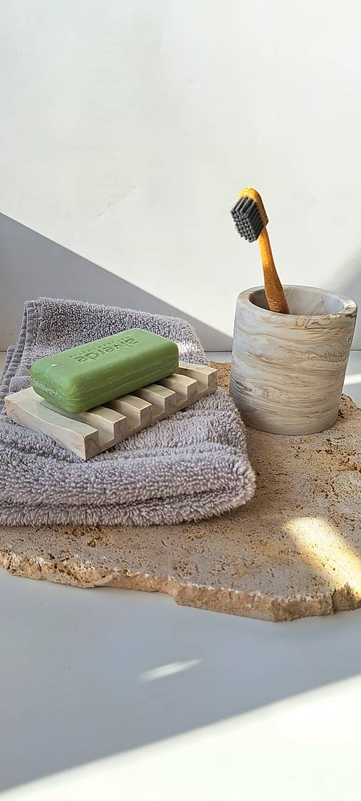 Nádoby - Kúpeľňňový set -Beige/Grey - 16340391_