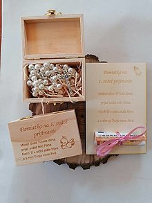 Papiernictvo - Drevena darčeková krabička na ruženec k 1. Svätému prijímaniu typ 4 (Krabička bez ruženca s dátumom, menom dieťaťa a darujucich) - 16338745_