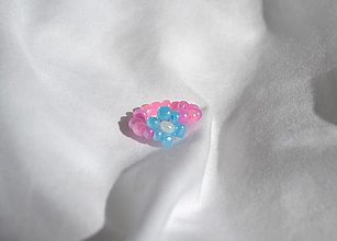 Prstene - Modrý kvietok - mix ružová prsteň - 16341216_