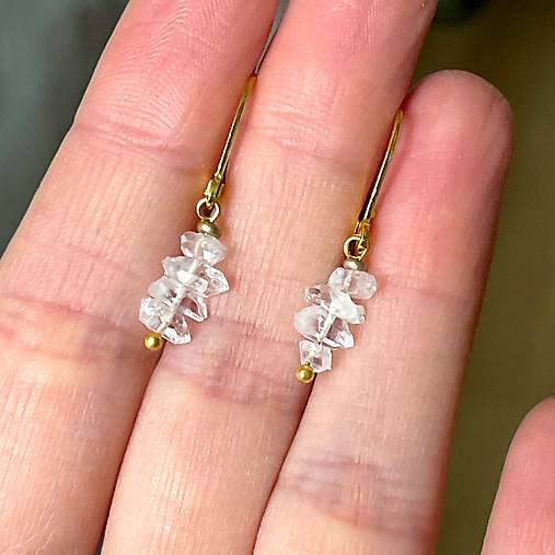 Natural Herkimer Diamond Earrings / Jemné náušnice herkimer diamanty E010 (č.1)