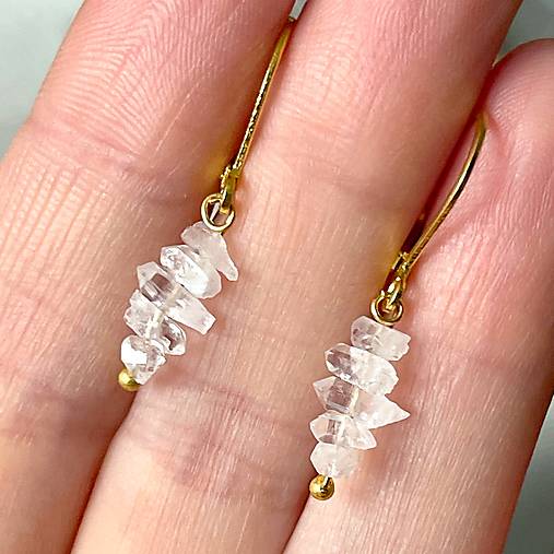 Natural Herkimer Diamond Earrings / Jemné náušnice herkimer diamanty E010 (č.2)