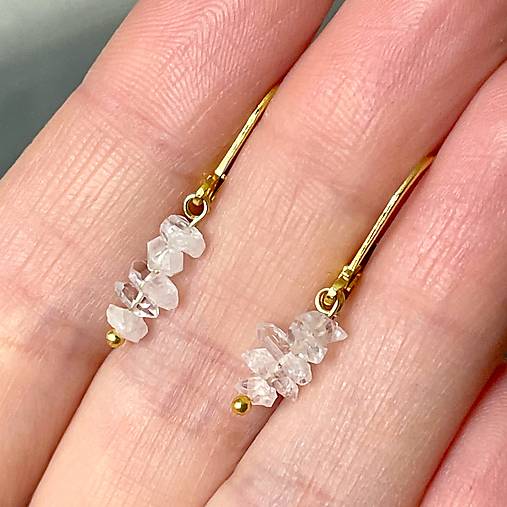 Natural Herkimer Diamond Earrings / Jemné náušnice herkimer diamanty E010 (č.3)