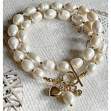 Náhrdelníky - Bohemian Pearl and Heart Necklace Stainless Steel / Náhrdelník perly, oceľ E010 - 16342796_