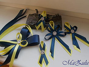 Svadobné pierka - svadobné pierka / námornícka modrá @žltá / - 16342598_