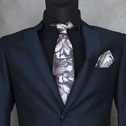 Pánske doplnky - SET Hodvábna kravata + vreckovka LIMIT_16, ručná výroba - 16343060_