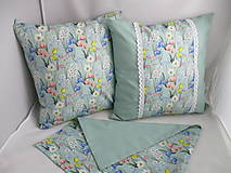 Úžitkový textil - Obliečka jarné kvety na jemne tyrkysovom - 16344277_
