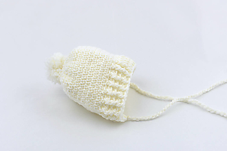 Detské čiapky - Biely zimný čepiec MERINO - 16343845_