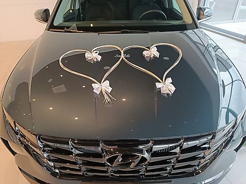 Dekorácie - Srdiečka na svadobné auto (Biela) - 16342388_