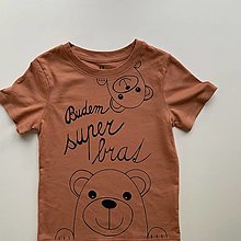 Detské oblečenie - Maľované tričko s nápisom “Bude zo mňa veľký brat” ( (olivovozelené s dinosaurami v. 92)) - 16343485_