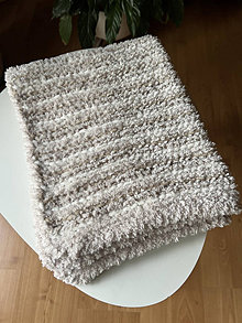 Detský textil - Ručně pletená žinylková deka pro miminko - pruhovaná - 16344228_