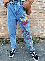 Nohavice - Personalizované ručne maľované jeansy - 16343521_