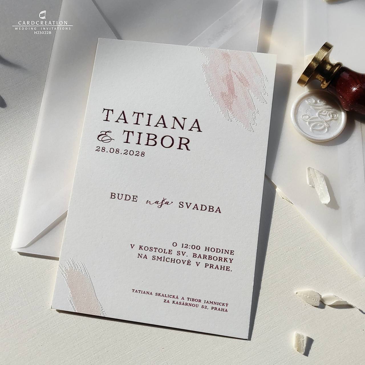 Minimalistické svadobné oznámenie - H23022B