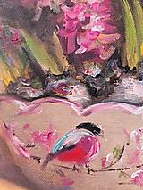 Obrazy - Obraz "Ružový hyacint"-olejomaľba, plátno, 30x40 cm - 16345158_