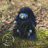 Art Doll Shaman Modrá mačka - kawaii fantasy stvorenie, Ručne vyrobená interiérová bábika, OOAK