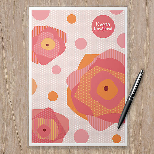 Hračky - Linajková podložka do zošita floral (ruže) - 16345536_