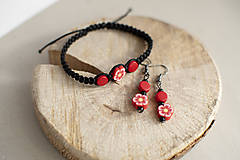 Sady šperkov - Set červený kvet - 16343711_