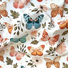 Textil - motýle, 100 % bavlnený perkál EÚ, šírka 160 cm - 16347934_