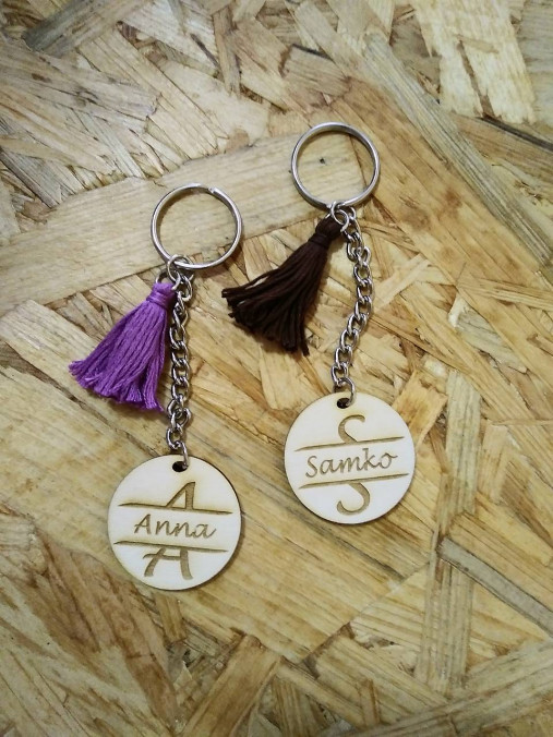 Kľúčenky - Kľúčenka s menom ** (+ strapec hnedý) - 16347465_