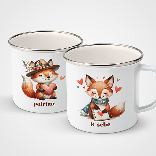 Nádoby - PATRÍME K SEBE 2 double set smaltovaných hrnčekov - 16347189_