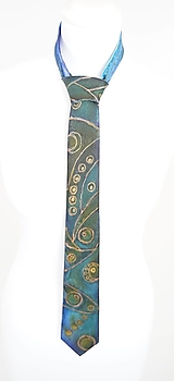 Pánske doplnky - Luxusná ručne maľovaná kravata100% hodvábny Satén - 16348310_