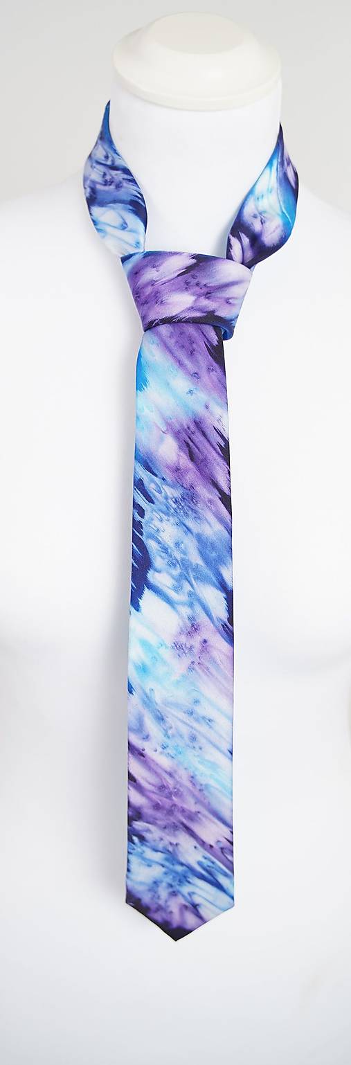 Pánske doplnky - Luxusná ručne maľovaná kravata100% hodvábny Satén - 16348332_