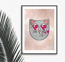 Grafika - Mačka poster zamilovaná - 16347752_