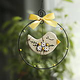 Dekorácie - jarný vtáčik s kvetmi - 16350618_