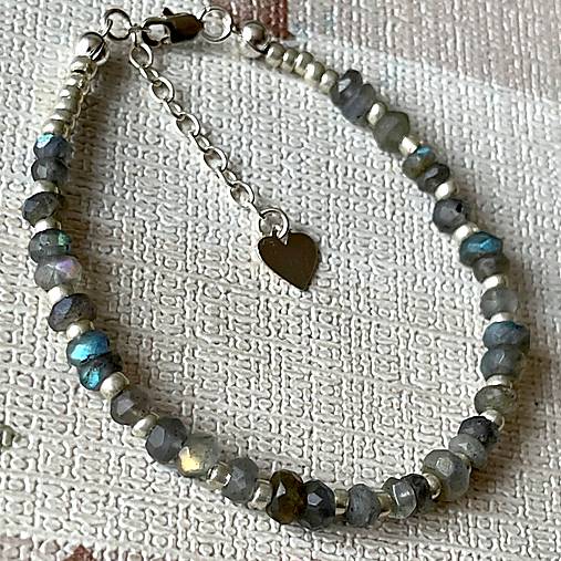 Faceted Labradorite Bracelet AG925 / Náramok labradorit, striebro, E014