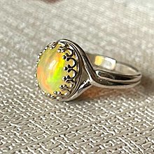 Prstene - Ethiopian Welo Opal Silver Ag925 Ring / Strieborný vintage prsteň s etiópskym opálom E013 - 16348910_