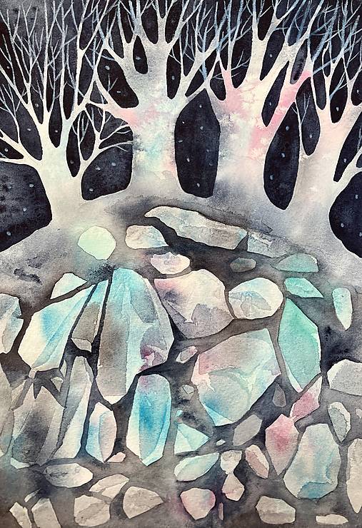 Grafika - Originál akvarel Poklady zeme - 16351737_