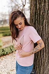 Oblečenie na dojčenie - Oversize tričko na dojčenie – basic – staroružová - 16349883_