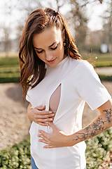 Oblečenie na dojčenie - Oversize tričko na dojčenie – basic – biele - 16349916_