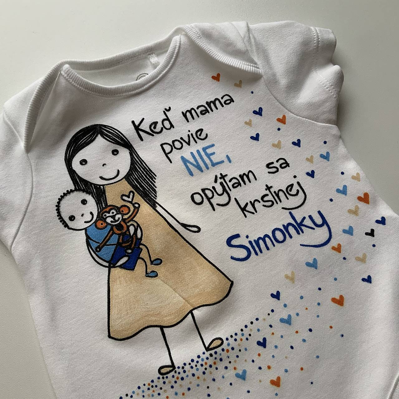 Originálne maľované body pre KRSTNIATKO s 2 postavičkami (S chlapčekom)