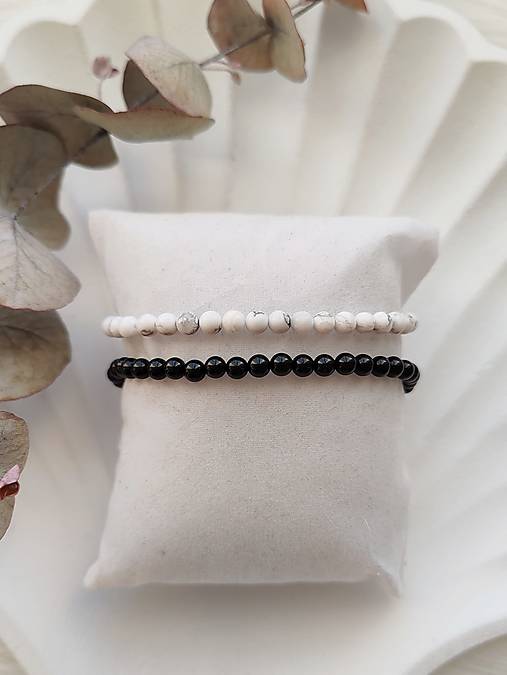 Náramky - Set jemných náramkov Magnezit + Turmalín čierny - 16350114_