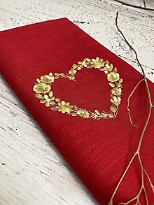 Úžitkový textil - Valentínska Červená Ľanová utierka ,,SRDCE" - 16349432_