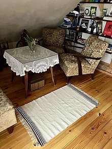 Úžitkový textil - Svetlo béžový koberec s hnedými prúžkami - 16353153_