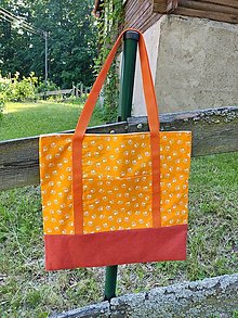 Nákupné tašky - Bavlnená taška s podšívkou a 2 kapsami - 16353841_