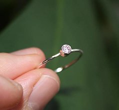 Prstene - Strieborný prsteň mini - ružový - 16352150_